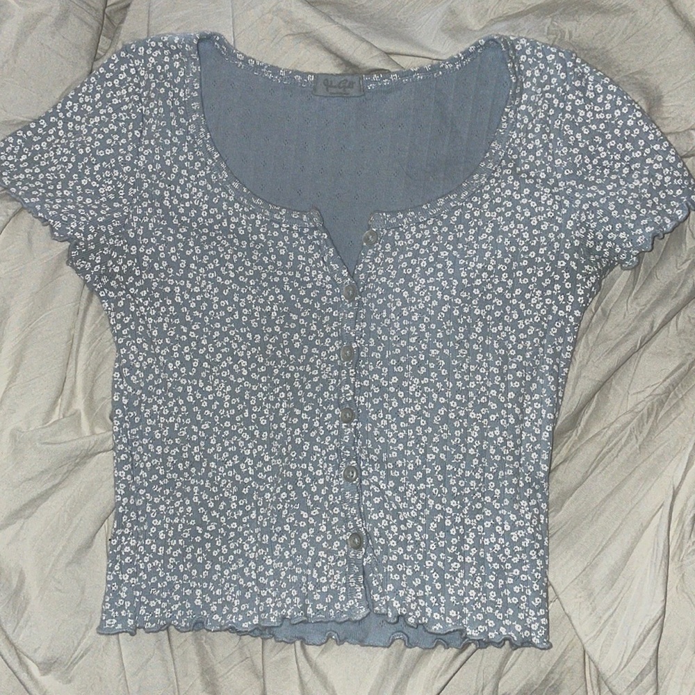 One Size John Galt button-up tee - flower pattern